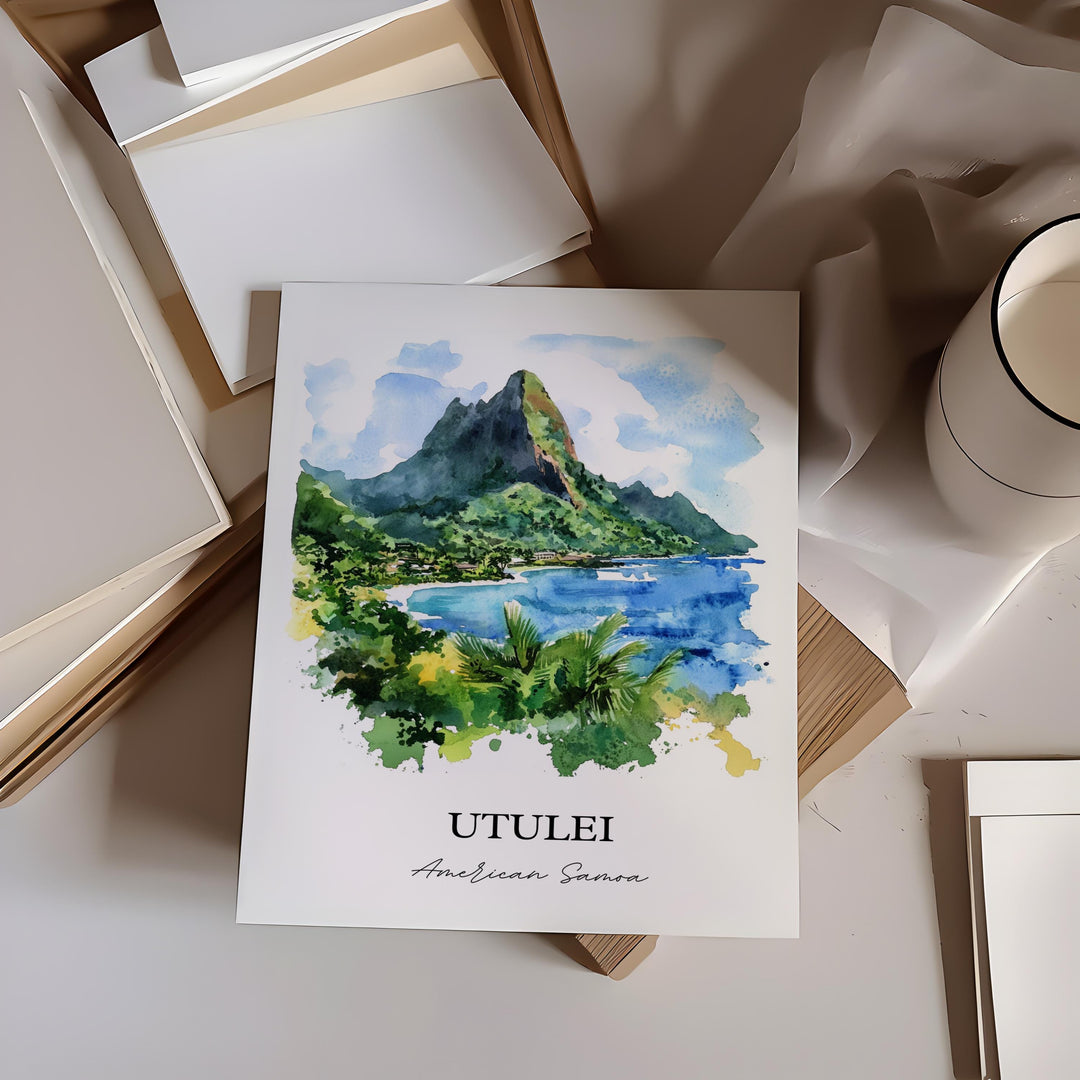 Utulei Wall Art, Maoputasi County Print, American Samoa Watercolor Art, Utulei Gift, Travel Print, Travel Poster, Housewarming Gift
