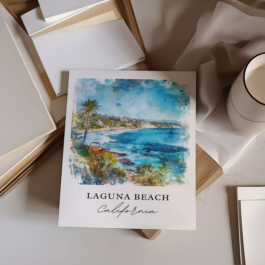 Laguna Beach Wall Art, Laguna Beach Print, Laguna Beach Watercolor, Laguna Beach CA Gift,
