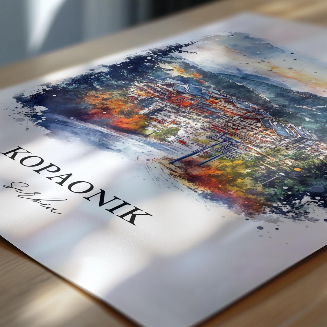 Kopaonik Wall Art, Kosovo Print, Serbia Watercolor Art, Kopaonik Serbia Gift, Travel Print, Travel Poster, Housewarming Gift