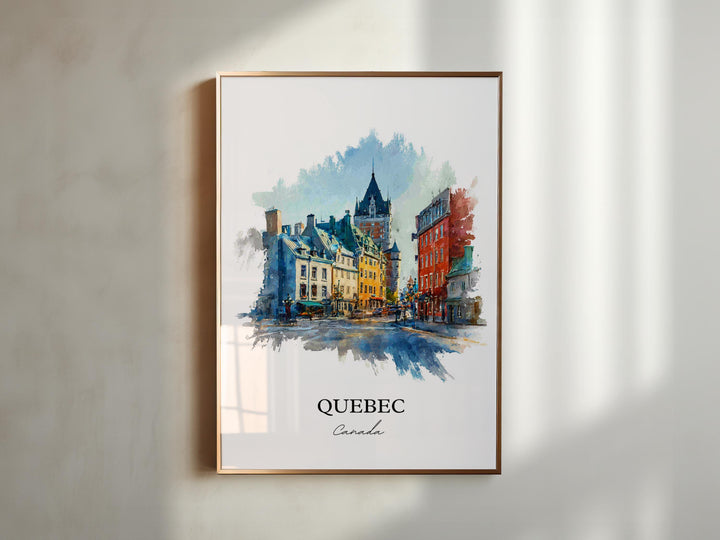Quebec Wall Art, Quebec Print, Quebec Watercolor Art, Quebec Canada Gift, Canada Travel Print, Travel Poster, Housewarming Gift