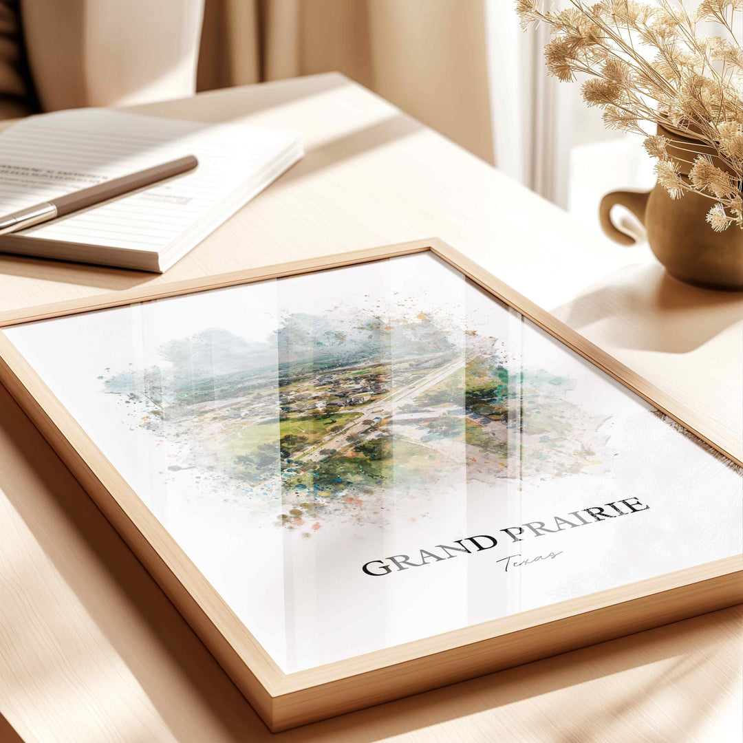 Grand Prairie, Texas – Watercolor Art Print