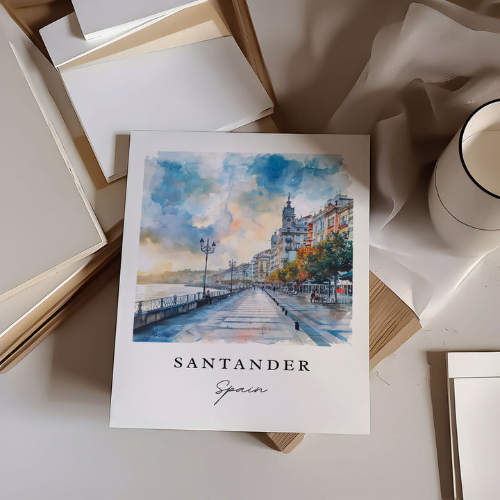 Santander Spain wall art - Spain, Santander print, Santander Espana Wedding gift, Birthday present, Custom Text, Perfect Gift