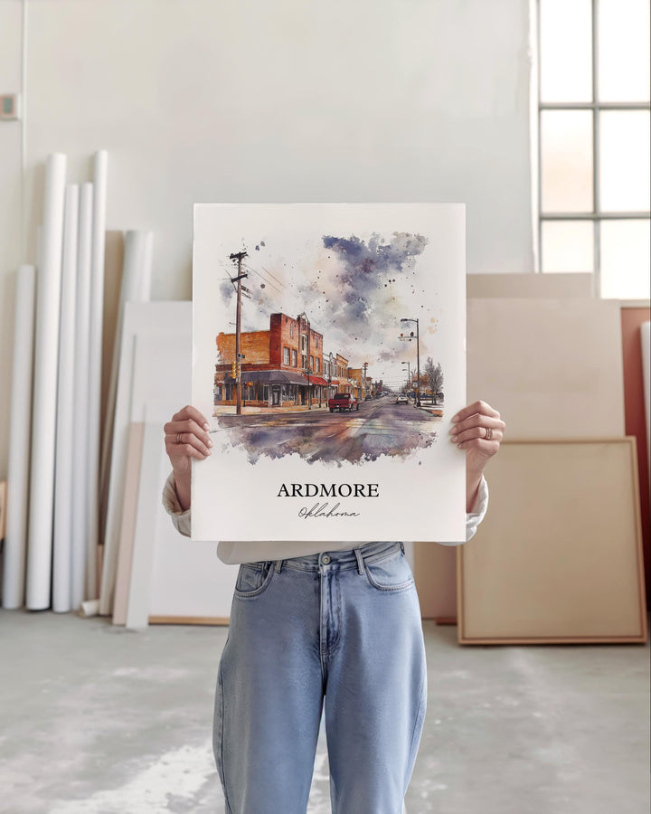 Ardmore, Oklahoma, USA – Watercolor Art Print