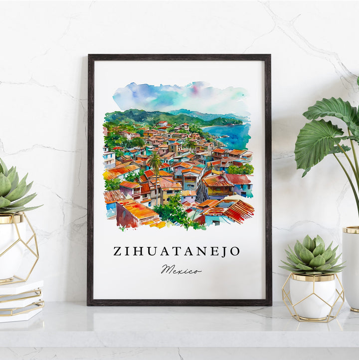 Zihuatanejo Mexico wall art - Mexico, Zihuatanejo print, Zihuatanejo Wedding gift, Birthday present, Custom Text, Perfect Gift