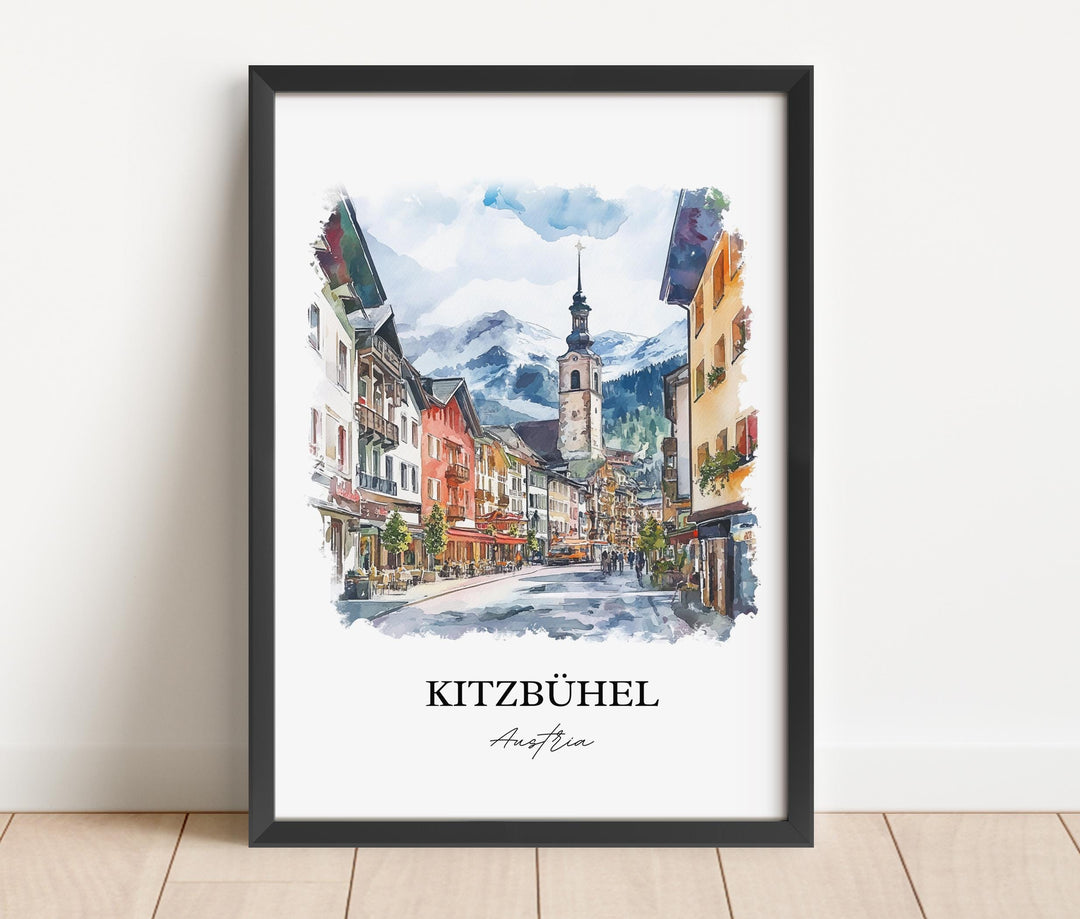 Kitzbuhel Wall Art, Innsbruck Print, Austria Watercolor Art, Kitzbuhel Gift, Travel Print, Travel Poster, Housewarming Gift