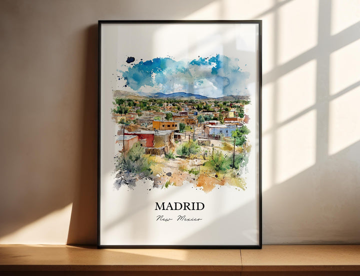 Madrid NM Wall Art, Santa Fe Print, New Mexico Watercolor Art, Madrid New Mexico Gift, Travel Print, Travel Poster, Housewarming Gift