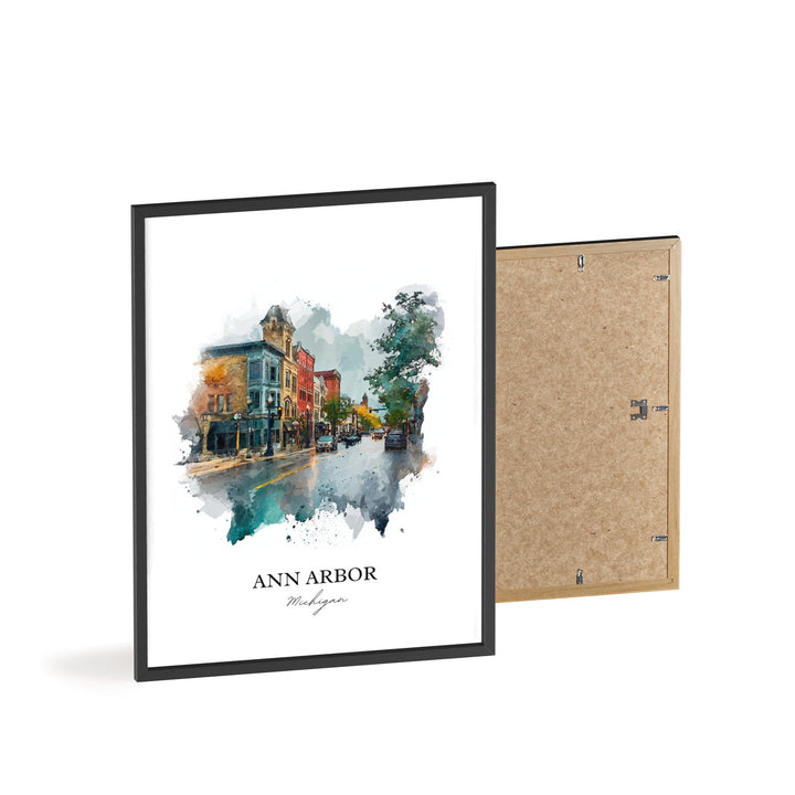 Ann Arbor, Michigan Wall Art, Michigan Print, Ann Arbor Watercolor Art, Ann Arbor Michigan Gift, Travel Print, Travel Poster, Housewarming Gift
