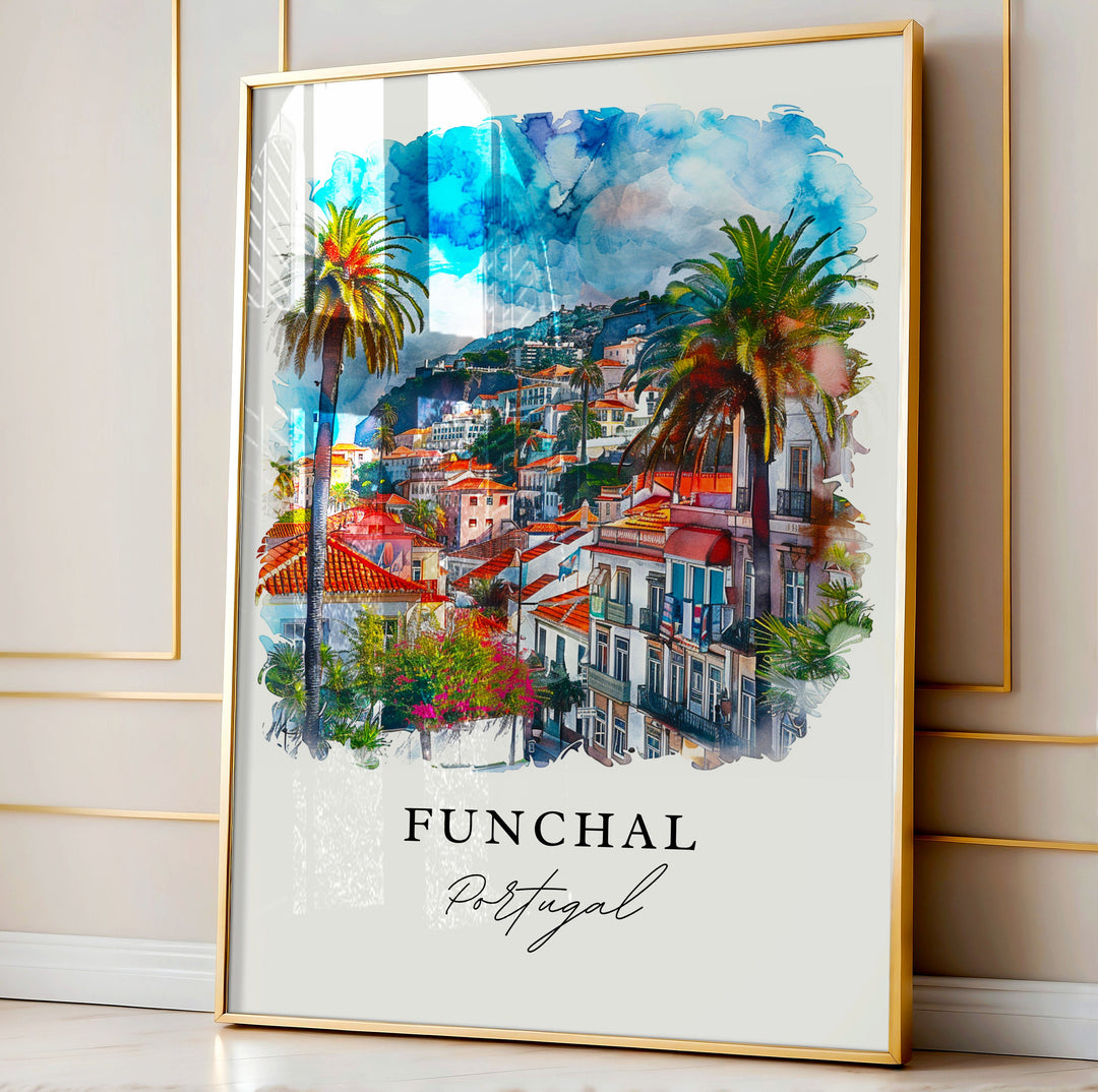 Funchal Wall Art, Portugal Print, Funchal Wall Art, Funchal Portugal Gift, Travel Print, Travel Poster, Travel Gift, Housewarming Gift