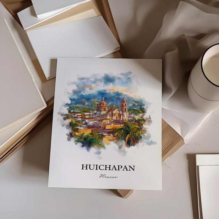 Huichapan Mexico Wall Art, Hidalgo Print, Mexico Watercolor Art, Huichapan Gift, Travel Print, Travel Poster, Housewarming Gift