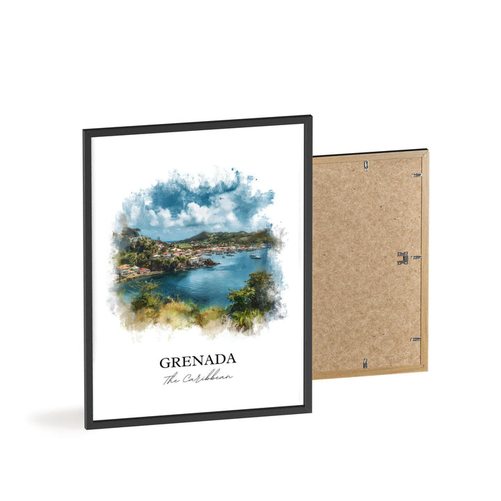 Grenada Wall Art, Caribbean Print, Grenada Watercolor Art, Caribbean Gift, Travel Print, Travel Poster, Housewarming Gift