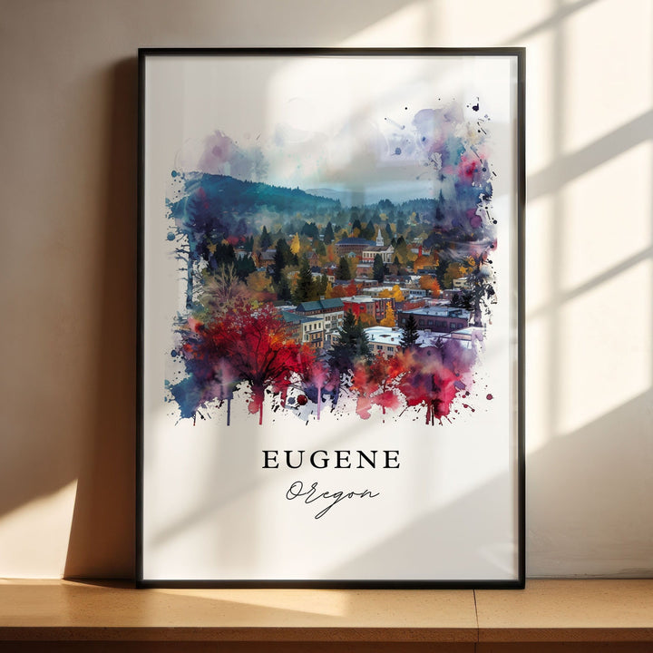 Eugene OR Wall Art, Oregon Print, Eugene Wall Art, Eugene Oregon Gift, Travel Print, Travel Poster, Travel Gift, Housewarming Gift