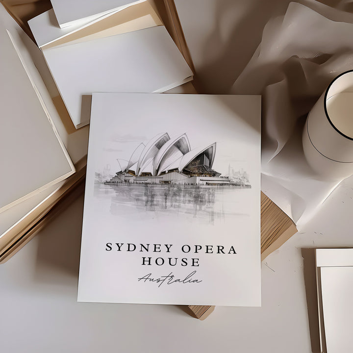 Sydney Opera House travel art - Australia, Sydney poster print, Wedding gift, Birthday present, Custom Text, Perfect Gift