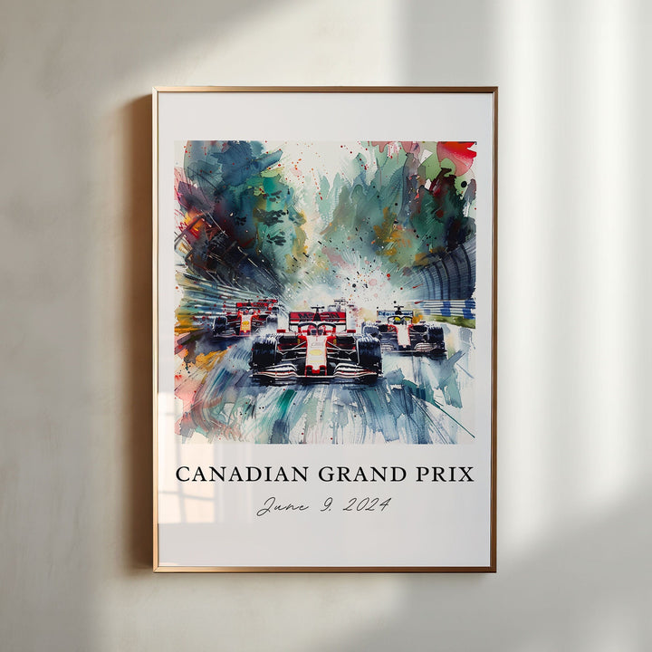 Canadian Grand Prix Art, F1 Montreal Print, Canadian F1 Watercolor Art, Montreal F1 Gift,