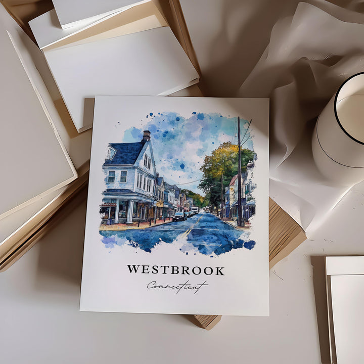 Westbrook CT Wall Art, Westbrook Print, Westbrook Watercolor Art, Middlesex County CT Gift,