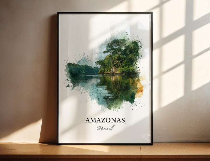 Amazonas Brazil Wall Art, Amazonas Print, Brazil Watercolor Art, Amazonas Brazil Gift, Travel Print, Travel Poster, Housewarming Gift