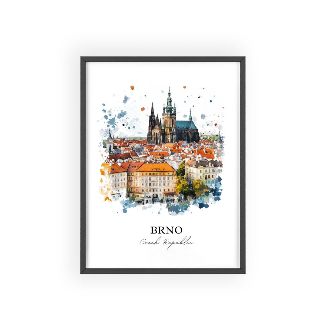 Brno Wall Art, Brno Print, Czech Republic Watercolor Art, Brno Czech Republic Gift, Travel Print, Travel Poster, Housewarming Gift