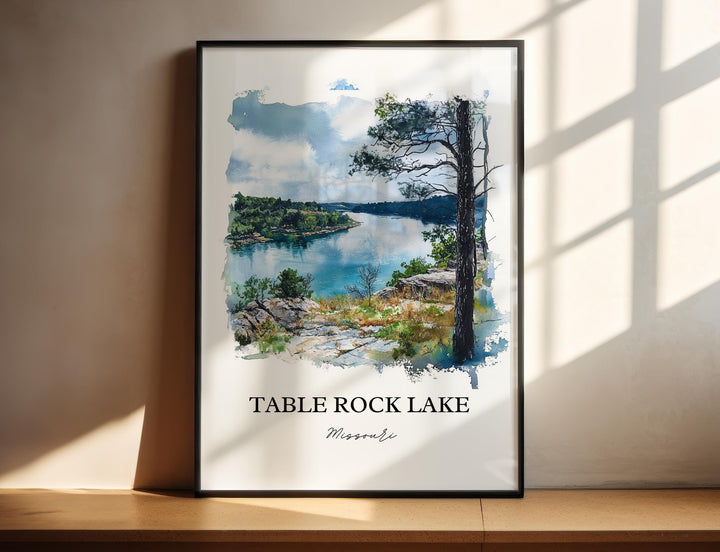 Table Rock Lake Wall Art, Ozarks Print, Lake of the Ozarks Watercolor, Table Rock Lake Gift, Travel Print, Travel Poster, Housewarming Gift