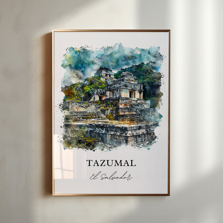 Tazumal, El Salvador – Watercolor Art Print