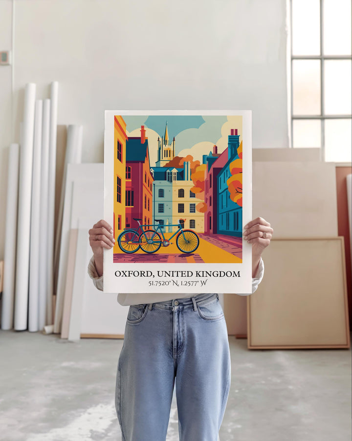 Oxford UK Art, Oxford UK Retro Travel Art, Oxford UK Home Decor, England Gift, England Travel Art, Travel Prints, Housewarming Gift