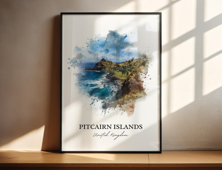 Pitcairn Islands Art, Pitcairn Print, Pitcairn Islands Artwork, Pitcairn Islands Gift, UK Travel Prints, Travel Poster, Housewarming Gift