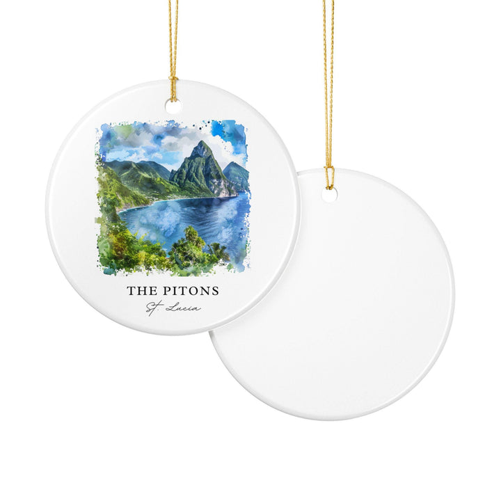 Pitons St. Lucia Ornament: Unique St Lucia Souvenir, The Pitons Xmas Decor, and Authentic Saint Lucia Caribbean Gift