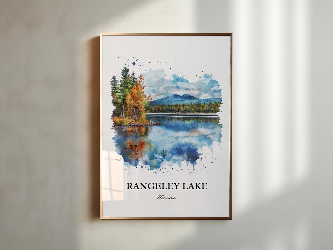 Rangeley Lake Wall Art, Franklin County Print, Maine Watercolor Art, Rangeley Lake Gift, Travel Print, Travel Poster, Housewarming Gift