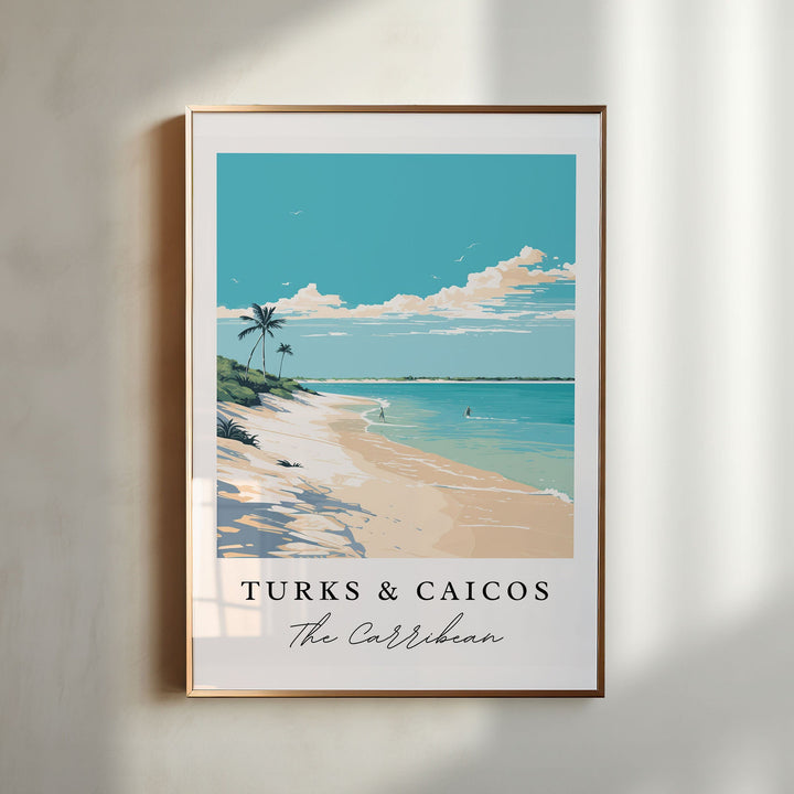 Turks and Caicos wall art - Caribbean, Turks and Caicos poster, Wedding gift, Birthday present, Custom Text, Personalised Gift