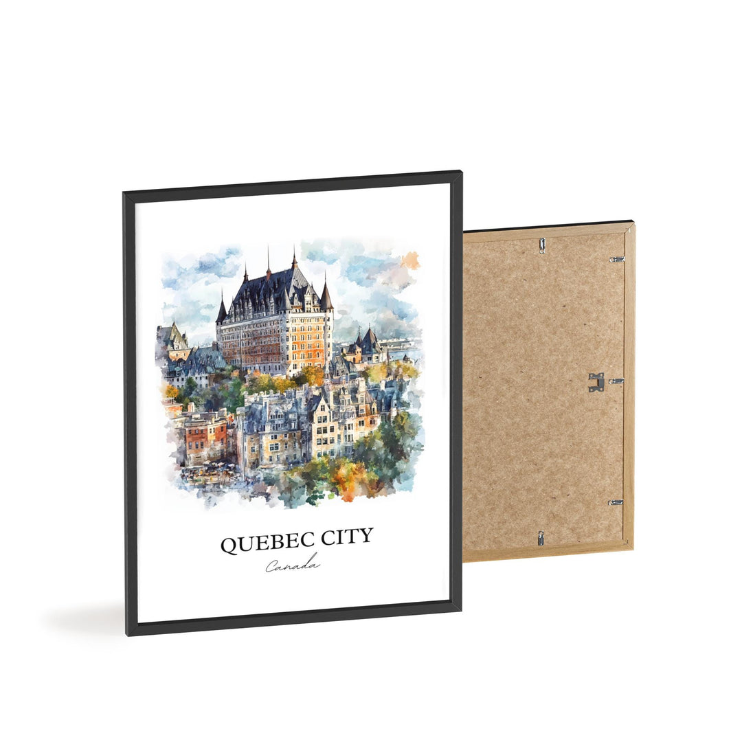 Quebec City Wall Art, Saint Lawrence River Print, Canada Watercolor Art, Quebec City Gift, Travel Print, Travel Poster, Housewarming Gift