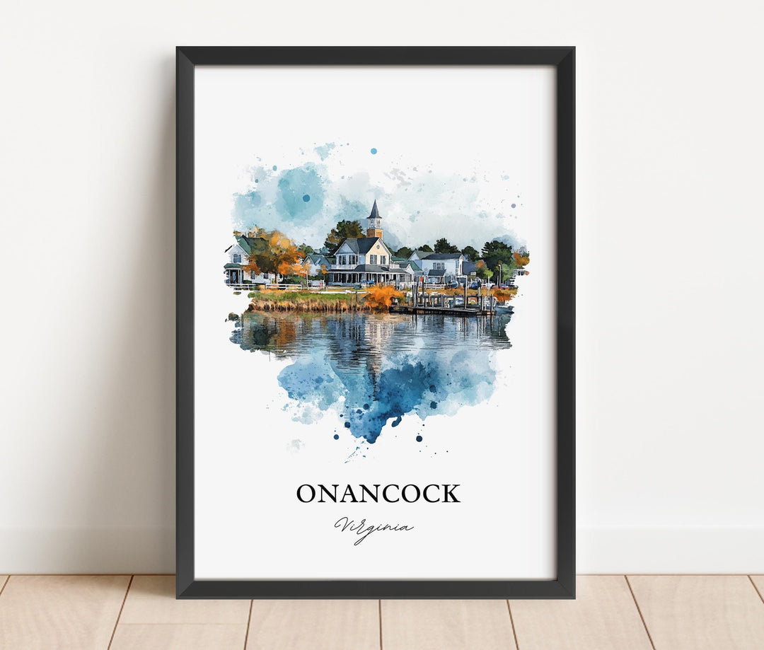 Onancock VA Wall Art, Accomack County Print, Onancock Watercolor Art, Onancock Virginia Gift, Travel Print, Travel Poster, Housewarming Gift
