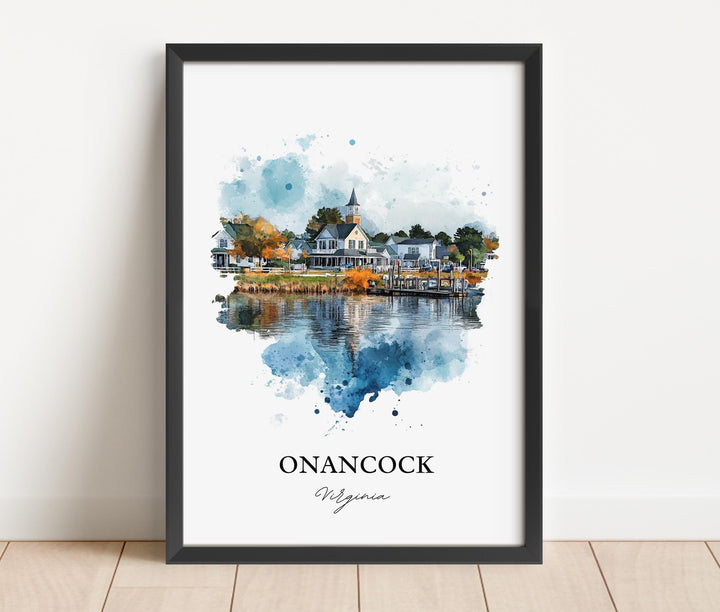 Onancock VA Wall Art, Accomack County Print, Onancock Watercolor Art, Onancock Virginia Gift, Travel Print, Travel Poster, Housewarming Gift