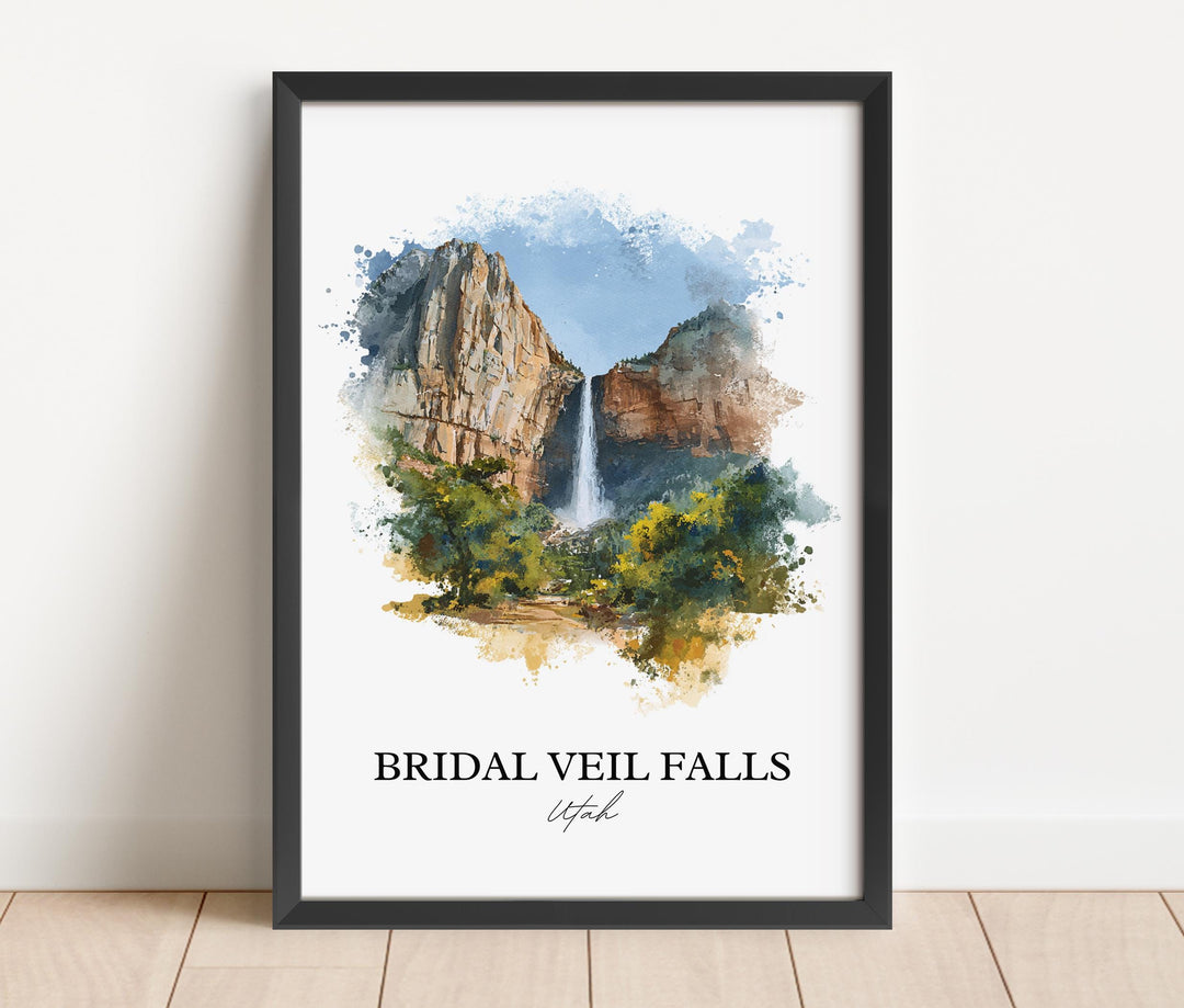 Bridal Veil Falls Wall Art, Provo Canyon Print, Utah Watercolor Art, Bridal Veil Falls Gift, Travel Print, Travel Poster, Housewarming Gift