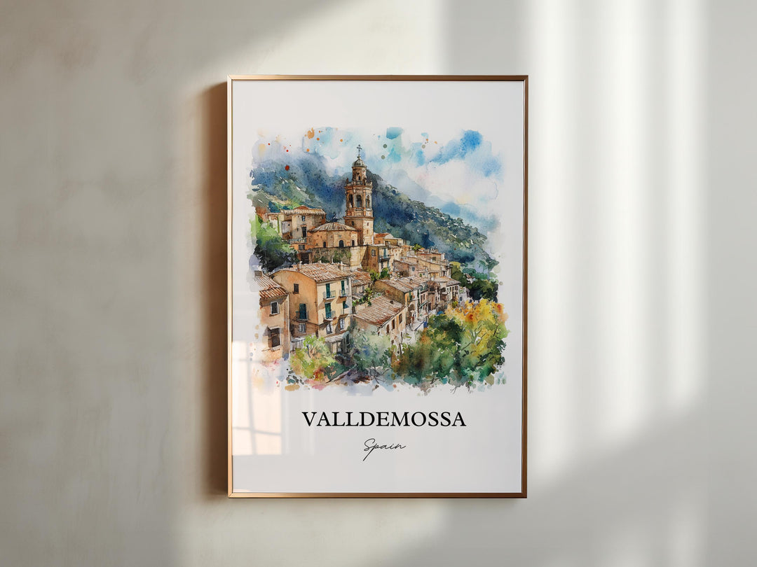 Valldemossa Wall Art, Majorca Print, Spain Watercolor Art, Valldemossa Spain Gift, Travel Print, Travel Poster, Housewarming Gift