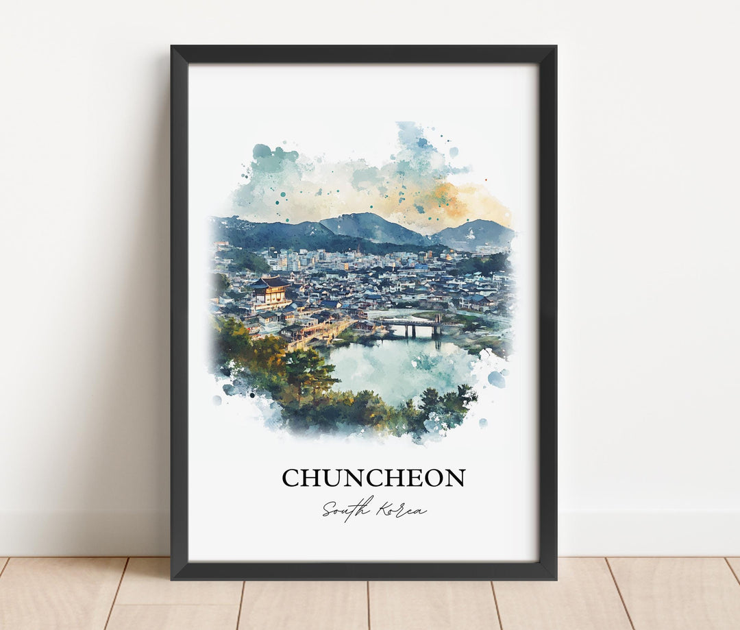Chuncheon Wall Art, Gangwon Province Print, South Korea Watercolor Art, Chuncheon Gift, Travel Print, Travel Poster, Housewarming Gift