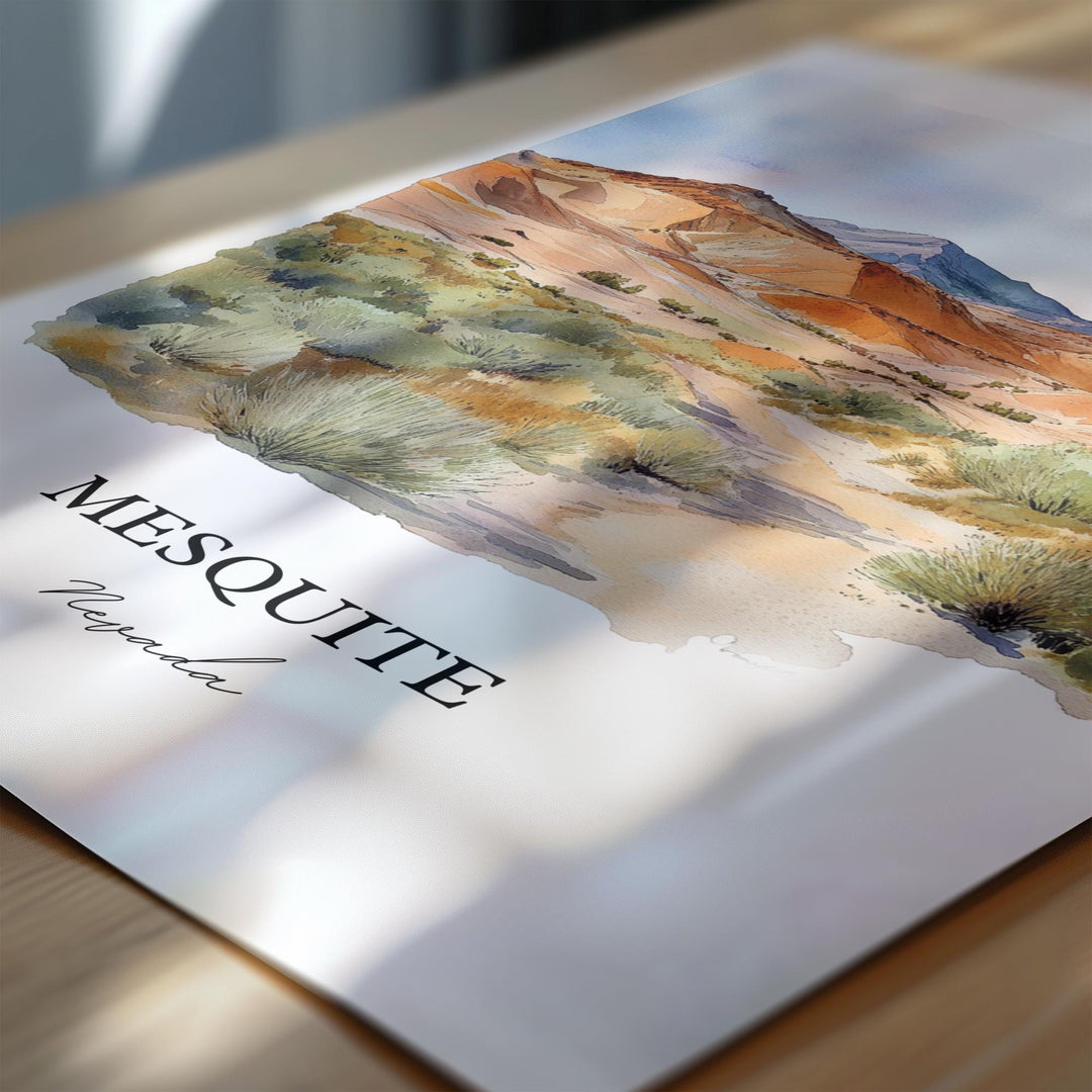 Mesquite NV Wall Art, Mesquite Print, Nevada Watercolor Art, Clark County NV Gift, Travel Print, Travel Poster, Housewarming Gift