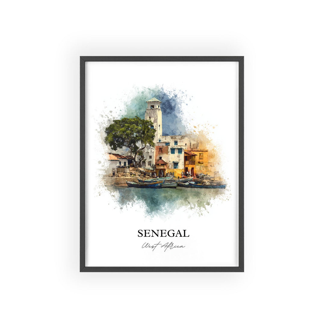 Senegal Wall Art, Senegal Print, Senegal Watercolor Art, Senegal Africa Gift, Travel Print, Travel Poster, Housewarming Gift