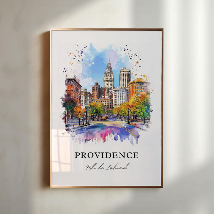 Providence RI Wall Art, Providence Print, Rhode Island Watercolor Art, Providence Gift, Travel Print, Travel Poster, Housewarming Gift