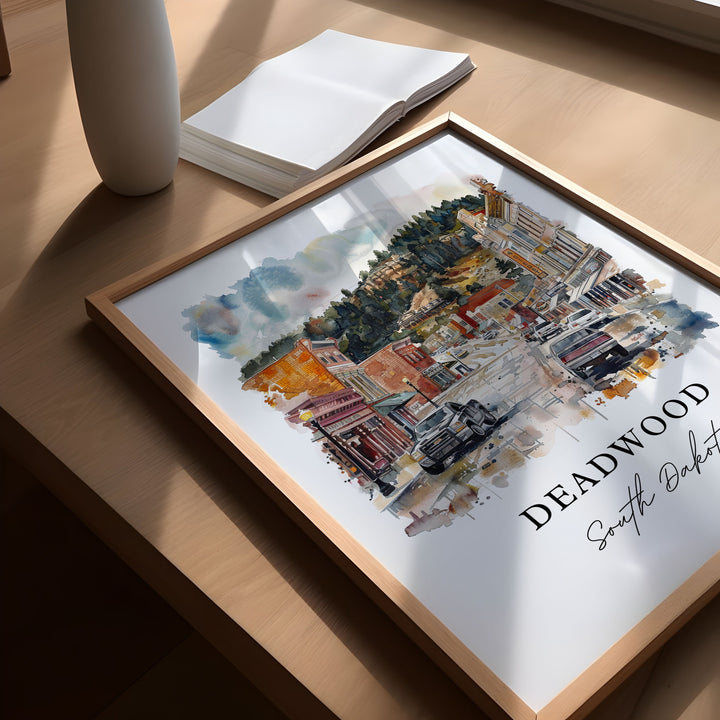 Deadwood South Dakota Wall Art, Deadwood SD Print, Deadwood Watercolor, Deadwood SD Gift, Travel Poster, Housewarming Gift