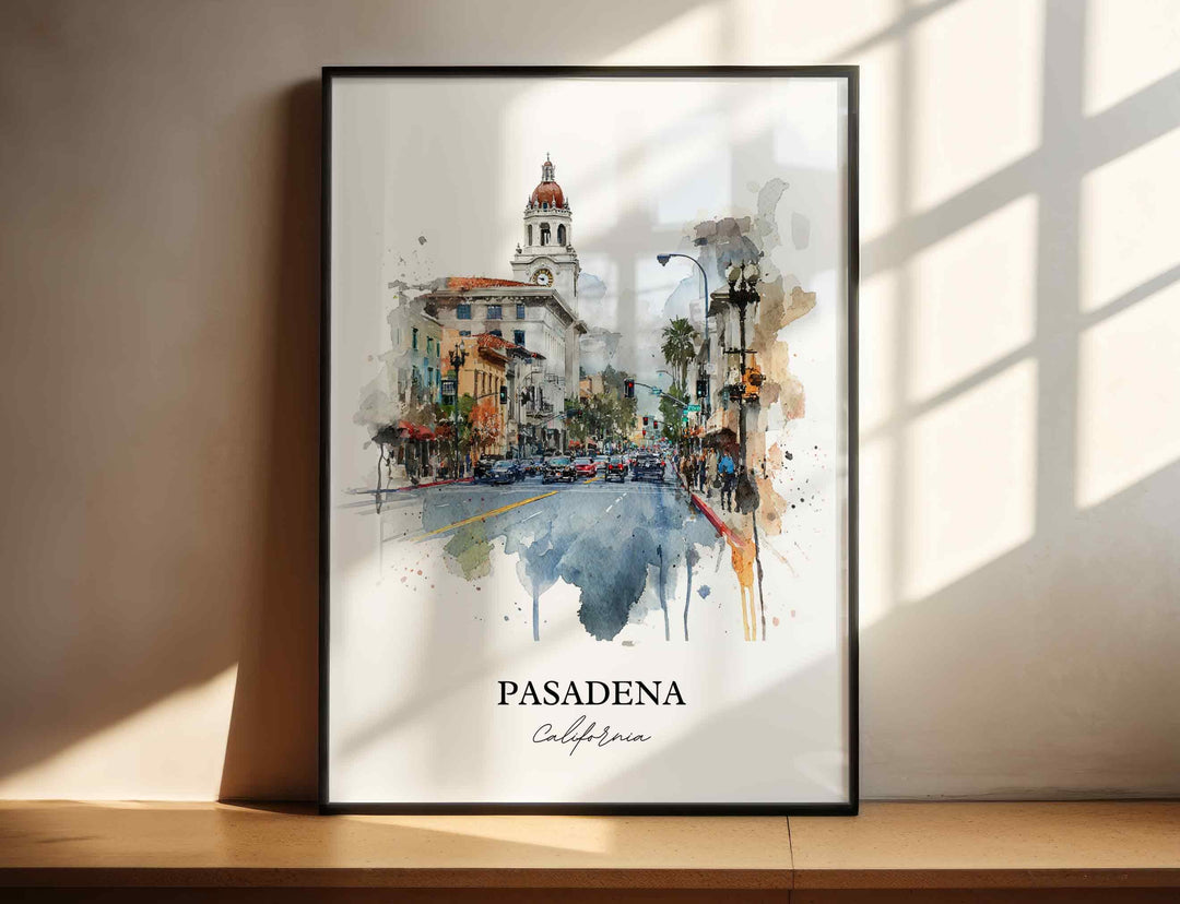 Pasadena, California Wall Art, Pasadena Print, Pasadena Watercolor Art, Pasadena California Gift, Travel Print, Travel Poster, Housewarming Gift