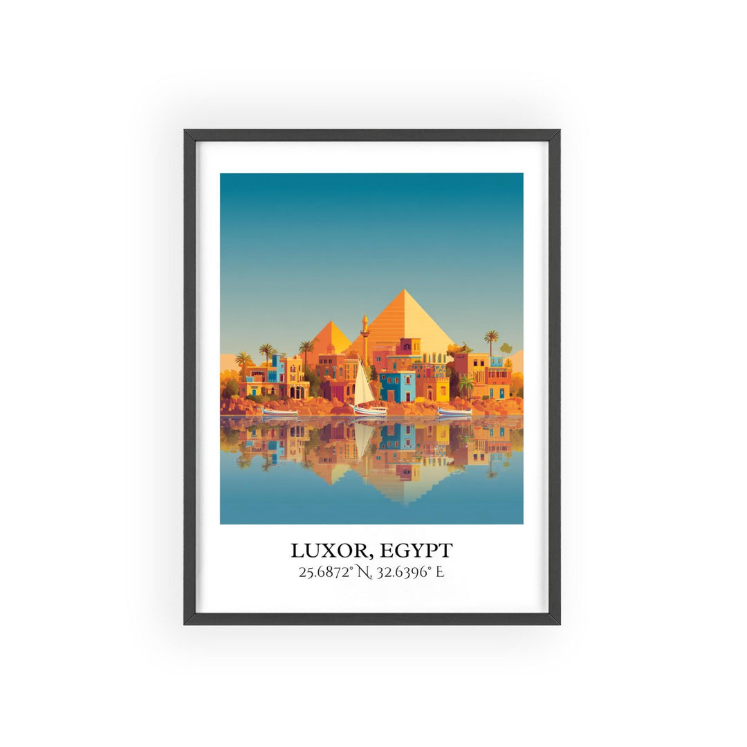 Luxor Egypt Art, Luxor Egypt Retro Travel Art, Egypt Home Decor, Egypt Gift, Egyptian Travel Art, Travel Prints, Housewarming Gift