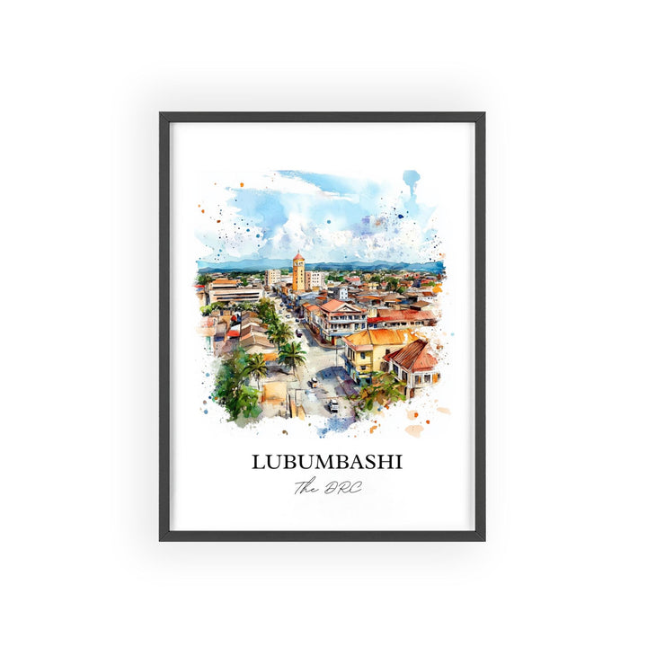 Lubumbashi Wall Art, DRC Africa Print, DRC Watercolor Art, Lubumbashi Gift, Travel Print, Travel Poster, Housewarming Gift