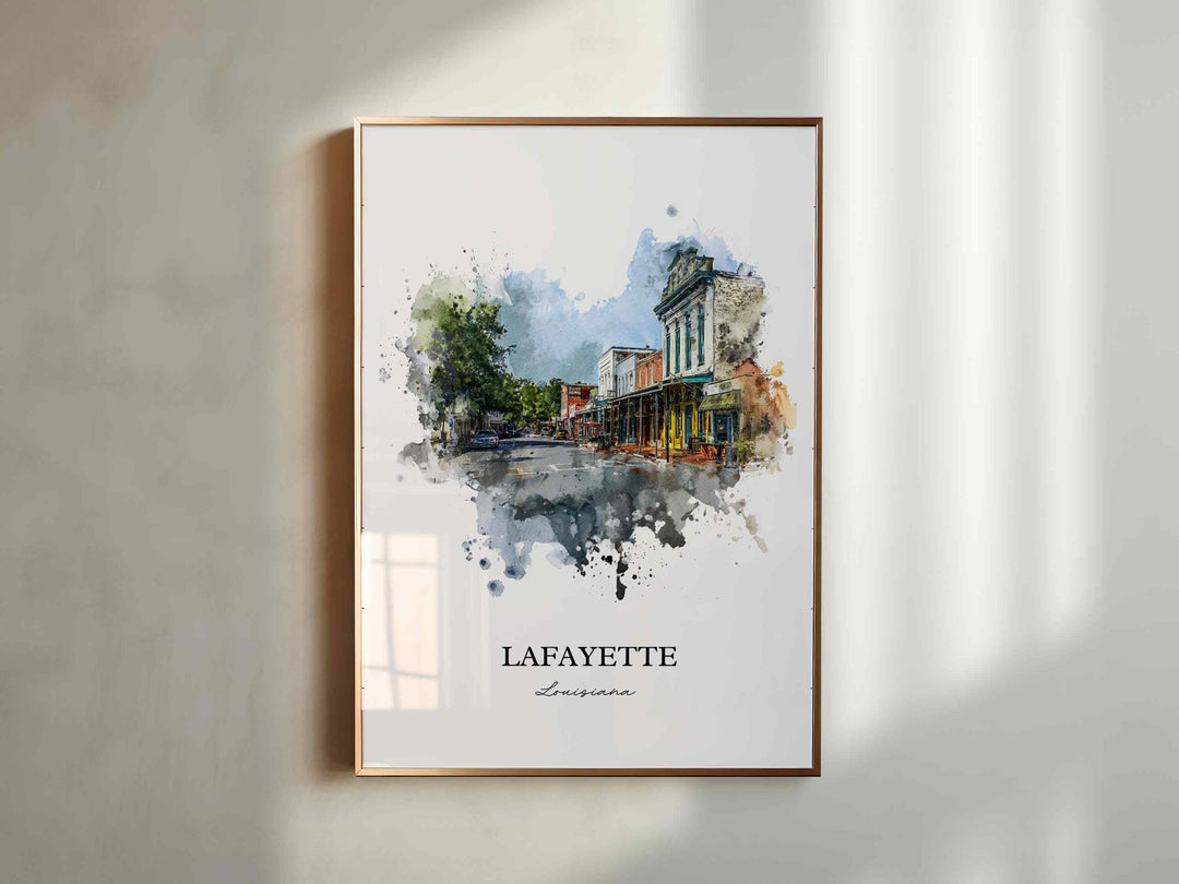 Lafayette, Louisiana – Watercolor Art Print