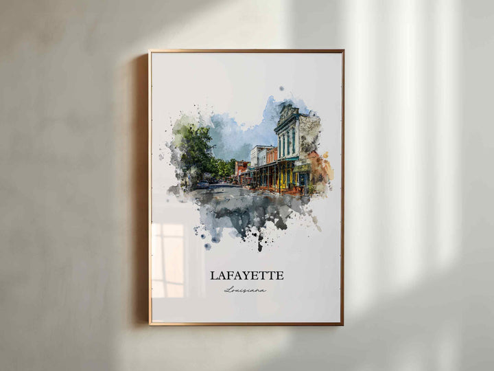 Lafayette, Louisiana – Watercolor Art Print