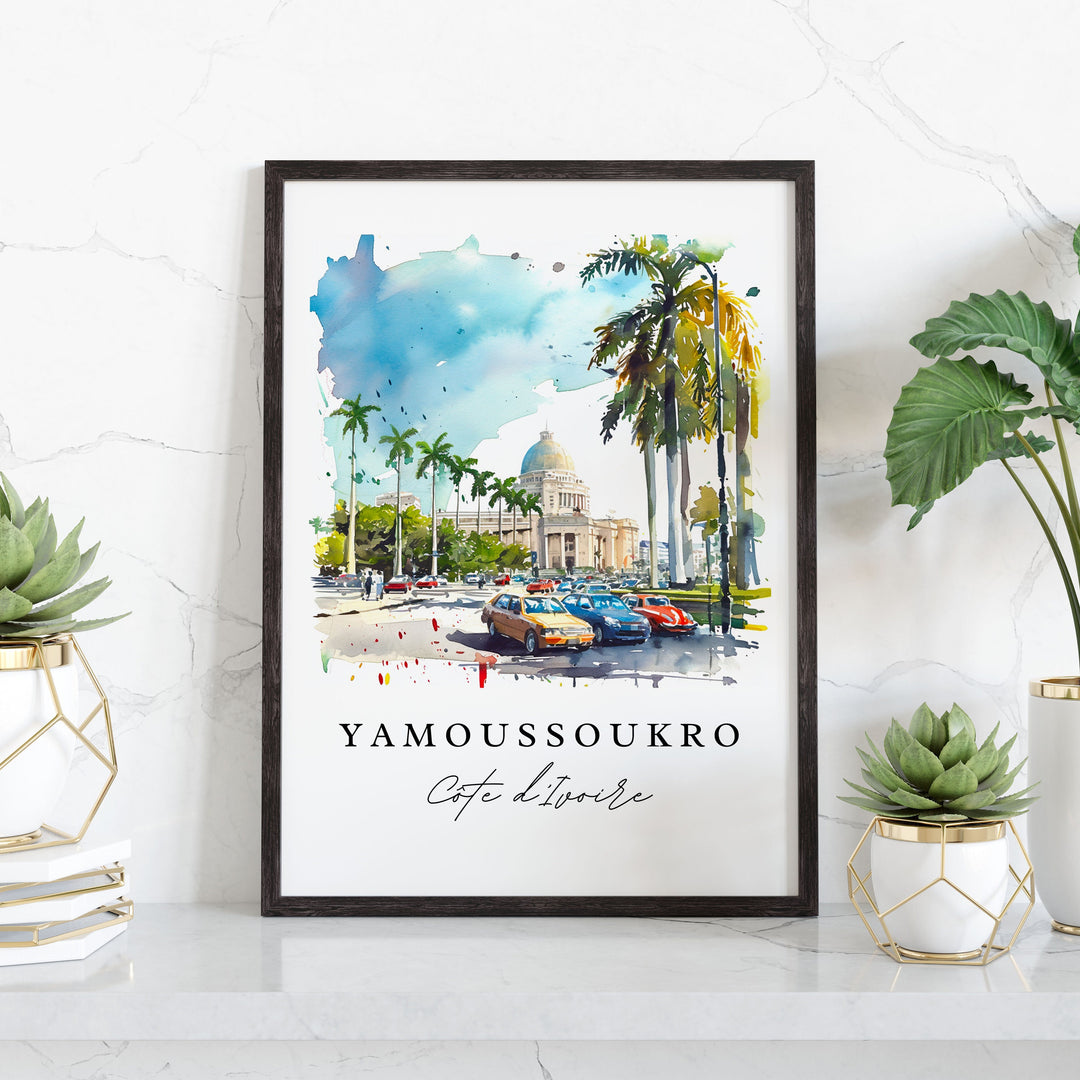 Yamoussoukro wall art - Ivory Coast, Yamoussoukro print, Ivory Coast Wedding gift, Birthday present, Custom Text, Perfect Gift