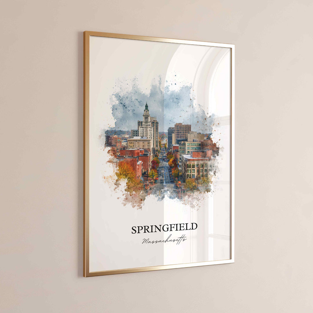 Springfield, Massachusetts, USA – Watercolor Art Print