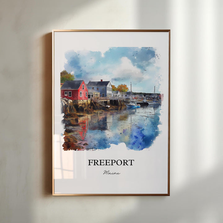 Freeport, Maine, Maine – Watercolor Art Print