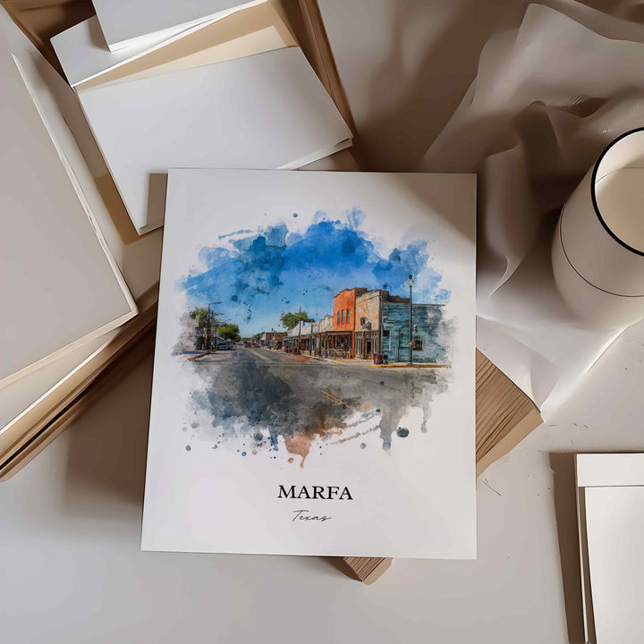 Marfa, Texas – Watercolor Art Print