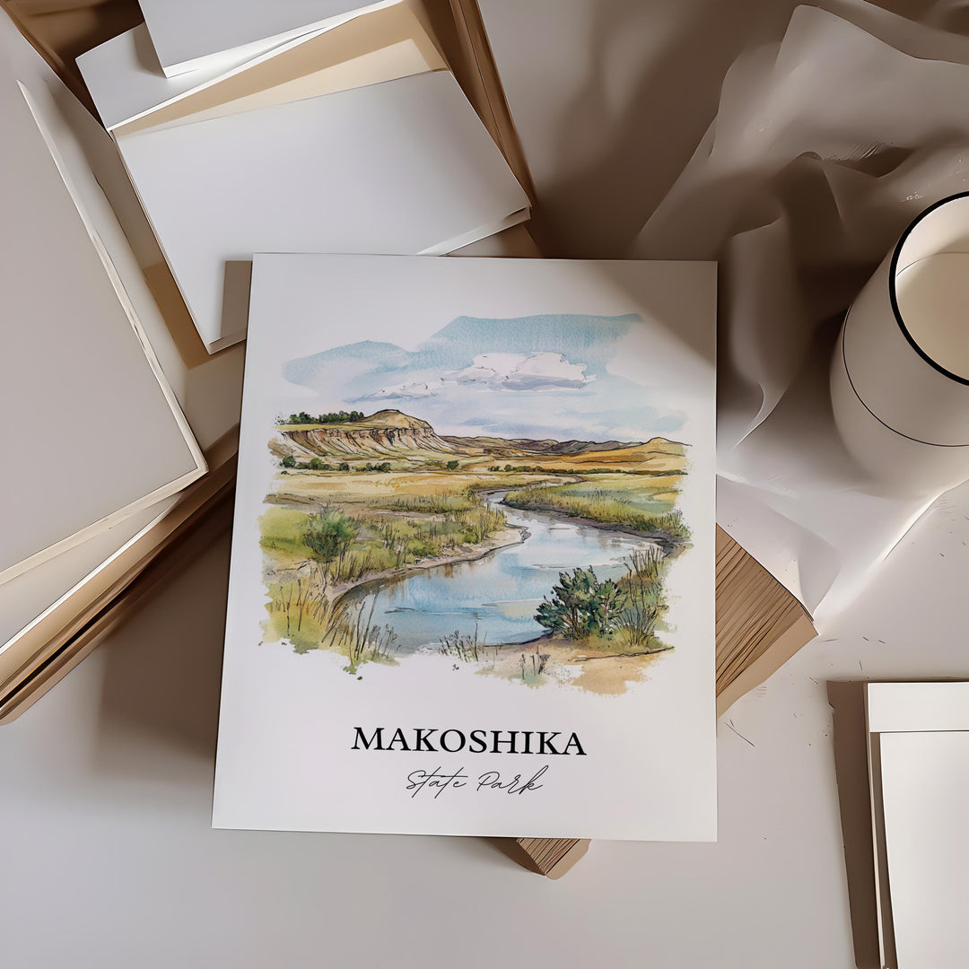 Makoshika State Park Art, Glendive MT Print, Montana Watercolor Art, Makoshika Park Gift, Travel Print, Travel Poster, Housewarming Gift