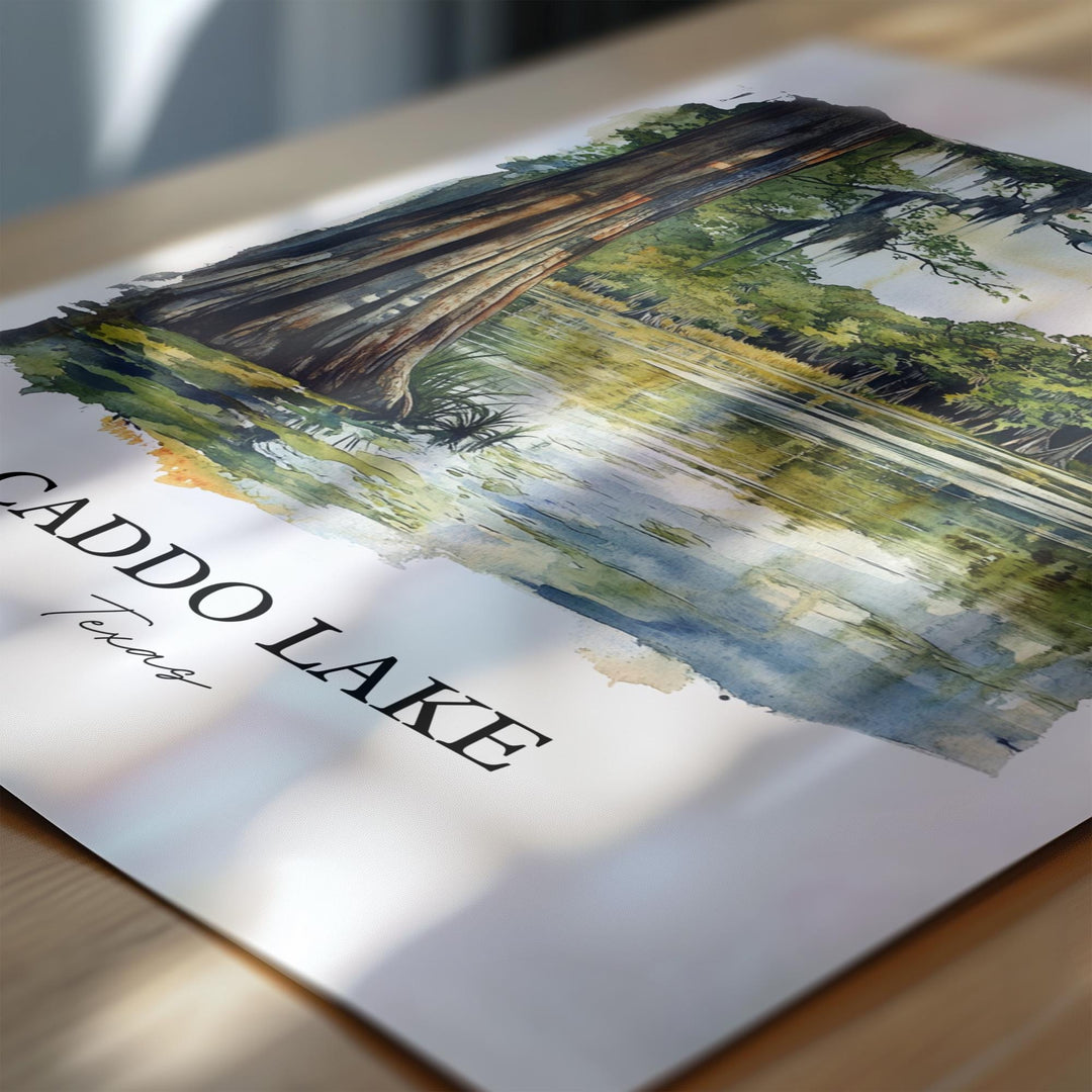 Caddo Lake Wall Art, Harrison County TX Print, Texas Watercolor Art, Caddo Lake Gift, Travel Print, Travel Poster, Housewarming Gift