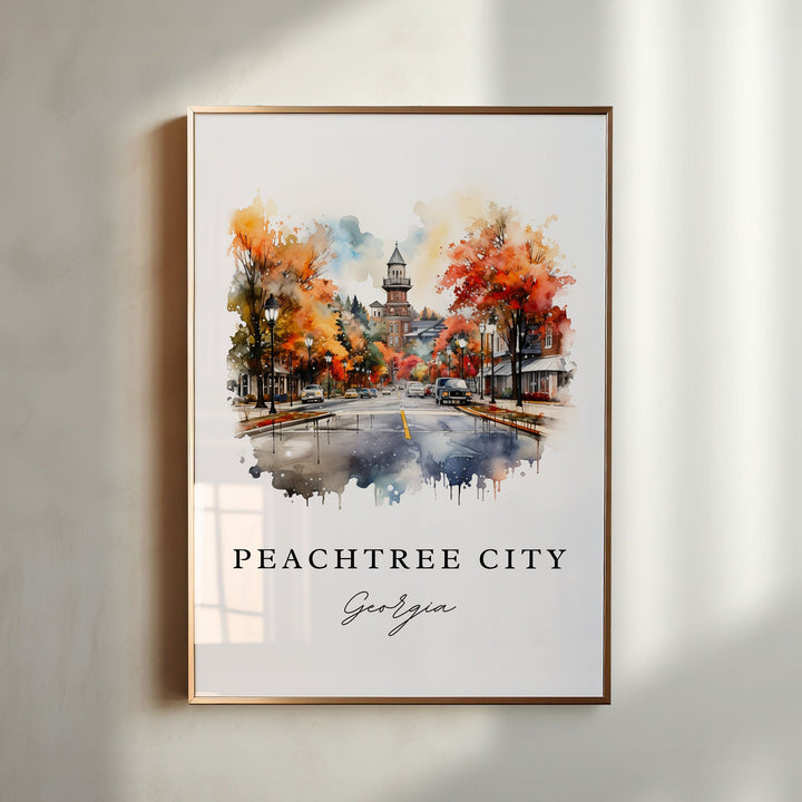 PeachTree City GA wall art - Georgia, Peachtree City poster print, PeachTree GA Wedding gift, Birthday present, Custom Text, Perfect Gift