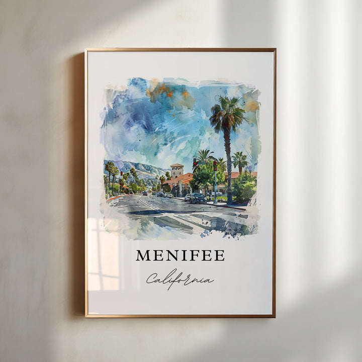 Menifee CA Wall Art, Menifee Print, Riverside County CA Watercolor Art, Menifee Gift,